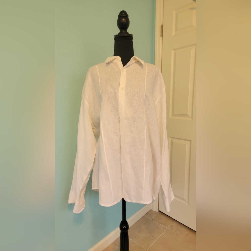 100 % Linen Classic White Men's Shirt